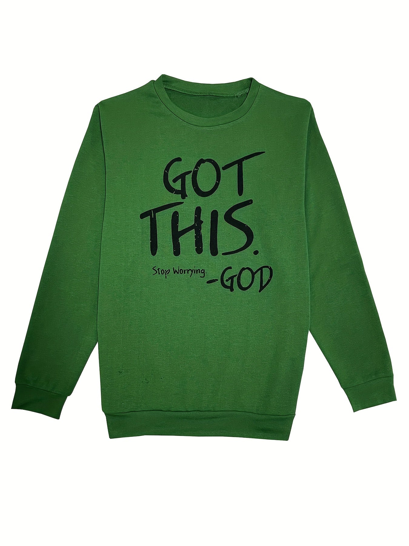 Christian God Print Sweatshirt, Casual Long Sleeve Crew Neck Sweatshirt, Women's Clothing