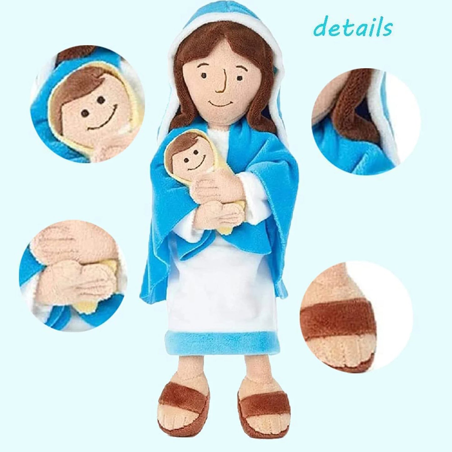 12.8In Jesus Plush Doll Blessing Virgin Mary Stuffed Plush Baby Jesus Pillow Children Gift Christian Religious Decoration