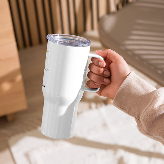 Let Jesus' Light Shine Through You Travel mug with a handle