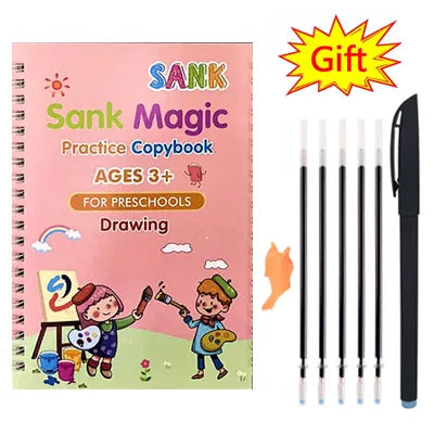 Free Shipping Reusable Montessori Toys  English French Copybooks Pen Children's Writing Sticker Magic Copybook For Calligraphy